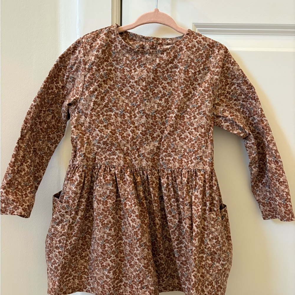 Wheat Brown Floral Dress